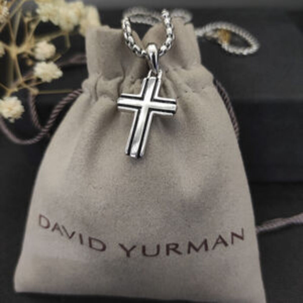 David Yurman Black-edged Cross Necklace